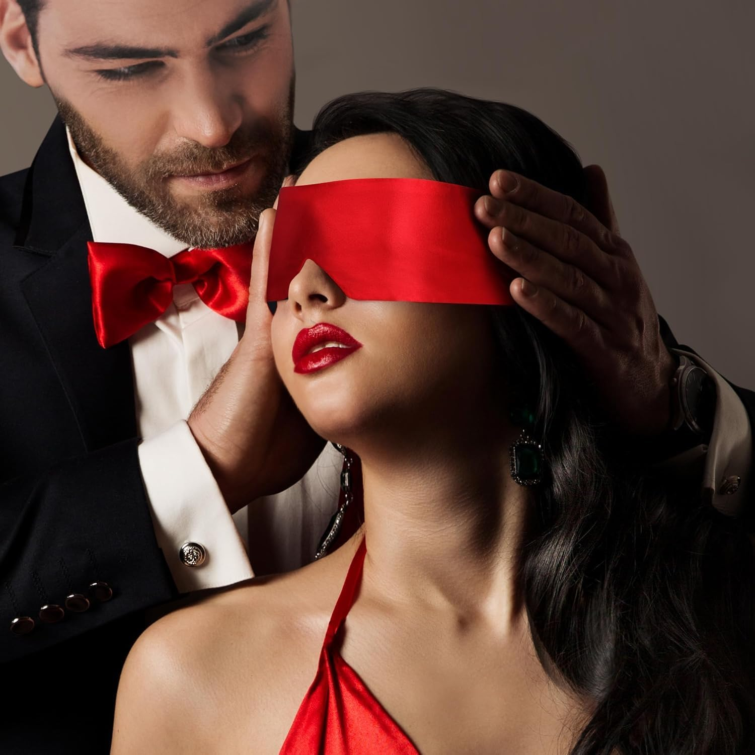 Satin Eye Mask Blindfold, 2Pcs Adjustable Comfortable Eye Blindfold Soft Satin Eye Covers, Silk Sleep Mask Cover Band for Sleeping, Red image number 6