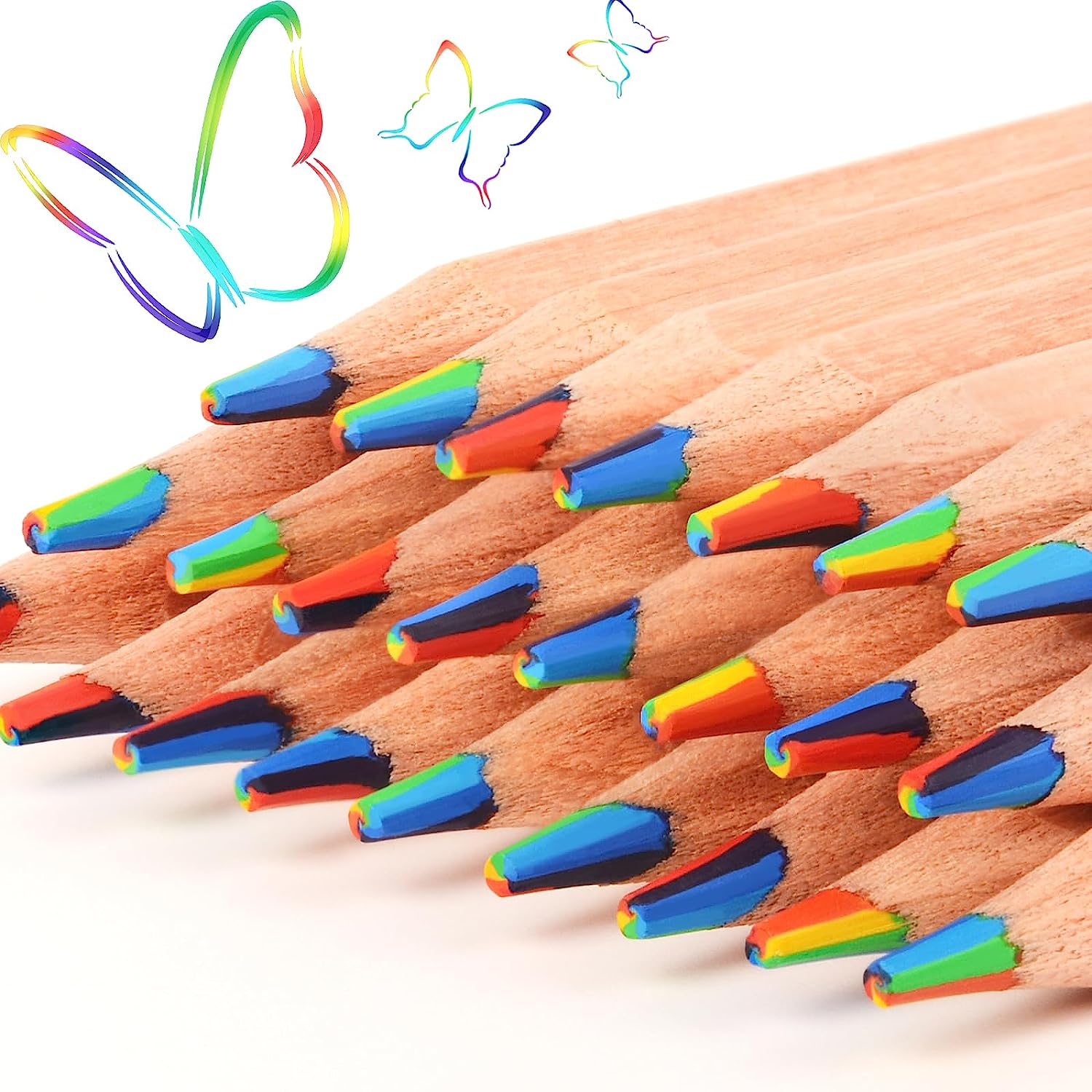 Theast 10 Piece Rainbow Coloured Pencils, 7 Color in 1 Pencils for Kids, Assorted Colours for Drawing Colouring Sketching Pencils Bulk, Pre-Sharpened, Simple Box Packaging image number 1