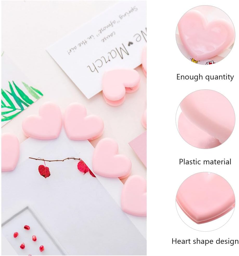 MAGICLULU 20Pcs Heart Shape Love Clips for Photos Food Storage & Document Organization Pink Plastic Bag Sealing Clips Ideal for Home Decor & Craft Projects image number 3