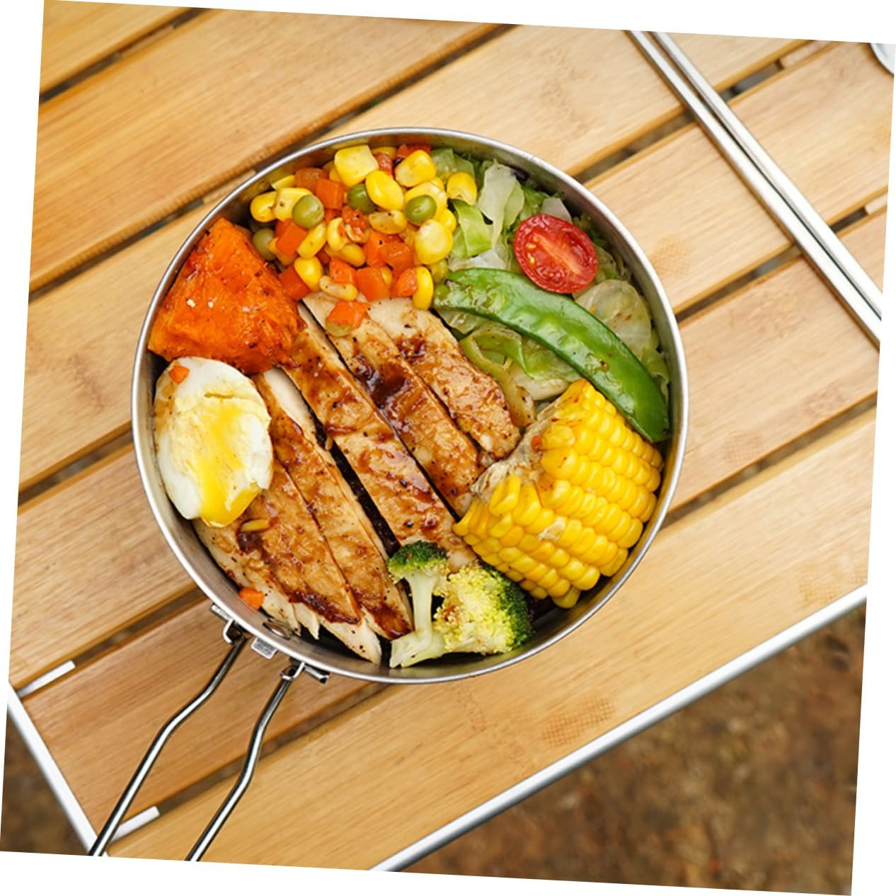 Lightweight Camping Cookware Portable Pot Hiking Picnic Folding Pot Outdoor image number 6