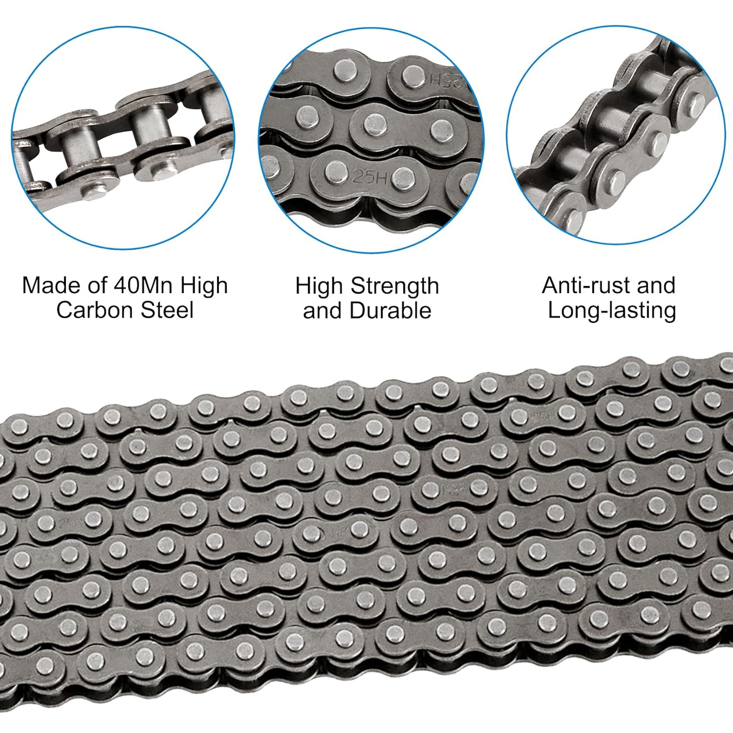 Belleone #25 Roller Chain - 10 Feet #25 Chain with 10 Connecting Links & Chain Breaker for Go Karts, Mini Bikes, Scooters, Dirt Bikes, Razor Motorcycles, Pocket Bike and Bycicles - 480 Links image number 6