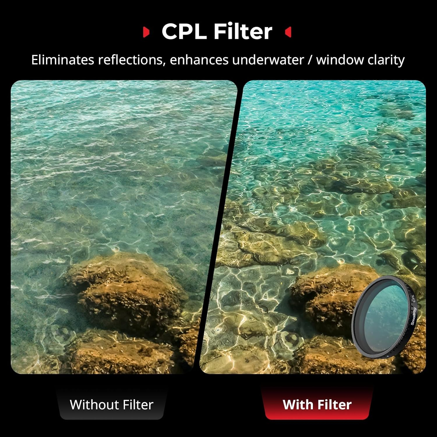 Smallrig ND Filter Kit for DJI Osmo Action 5 Pro/Action 4, 5 Pack CPL FS ND8 ND16 ND32 Snap-On Polarizing Neutral Density Filters & Lens Silicone Cover, HD Optical Glass/Multi-Coated Lens Filters 5411