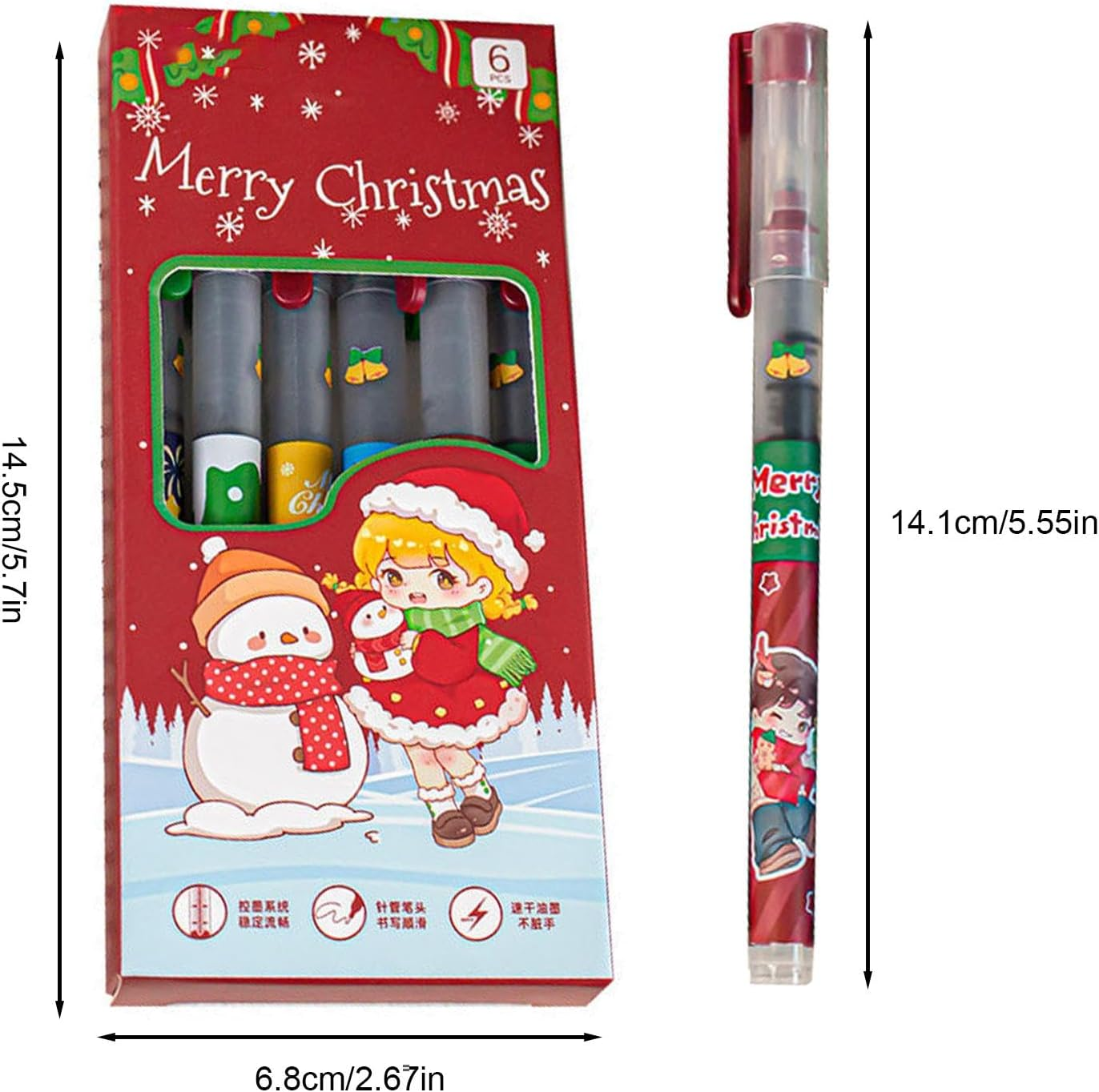 Christmas Black Ink Pen, Fast Drying Ballpoint Pens, Holiday Writing Pens, Winter Stationery Set, Christmas Art Supplies, Black Ink Ballpoint Pen Holiday Ornament Stationery image number 3