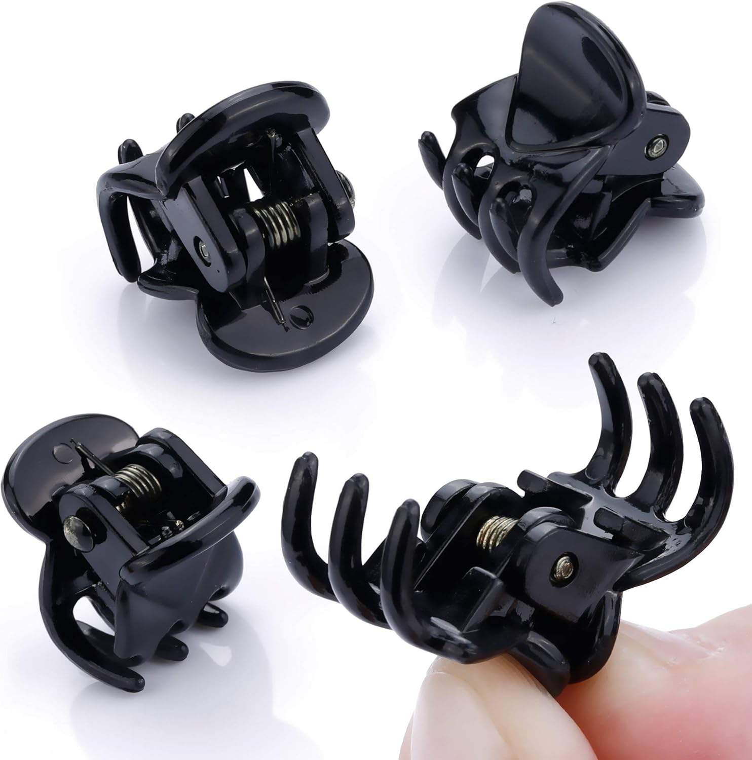 24Pcs Mini Hair Claw Clips for Girls and Women, Small Hair Claw Clips Tiny Plastic Hair Claws Pins Clamps with a Box Black - Brown image number 3