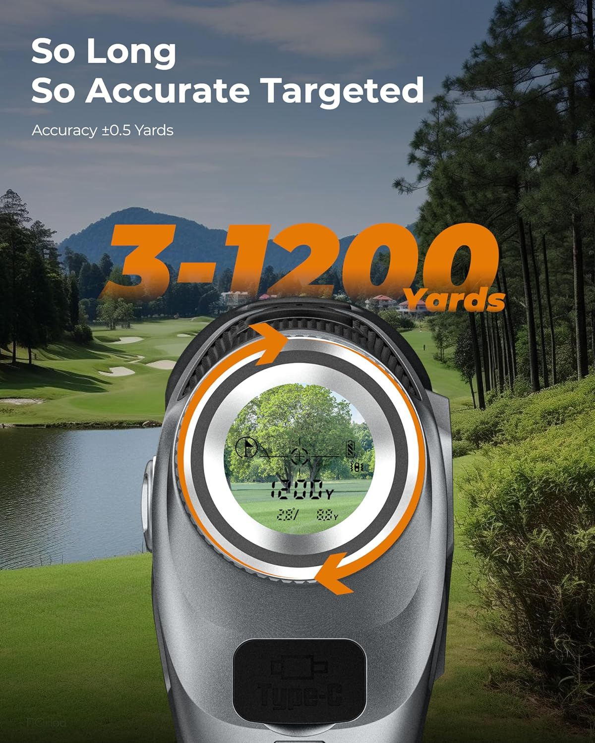 Golf Laser Rangefinder with Slope Switch, CIGMAN 1200 Yards Rechargeable Golf Range Finder Magnetic, Continuous Scan for Hunt, High-Precision LCD/OLED Screen Flag Pole Lock Vibration,7X Magnification image number 5