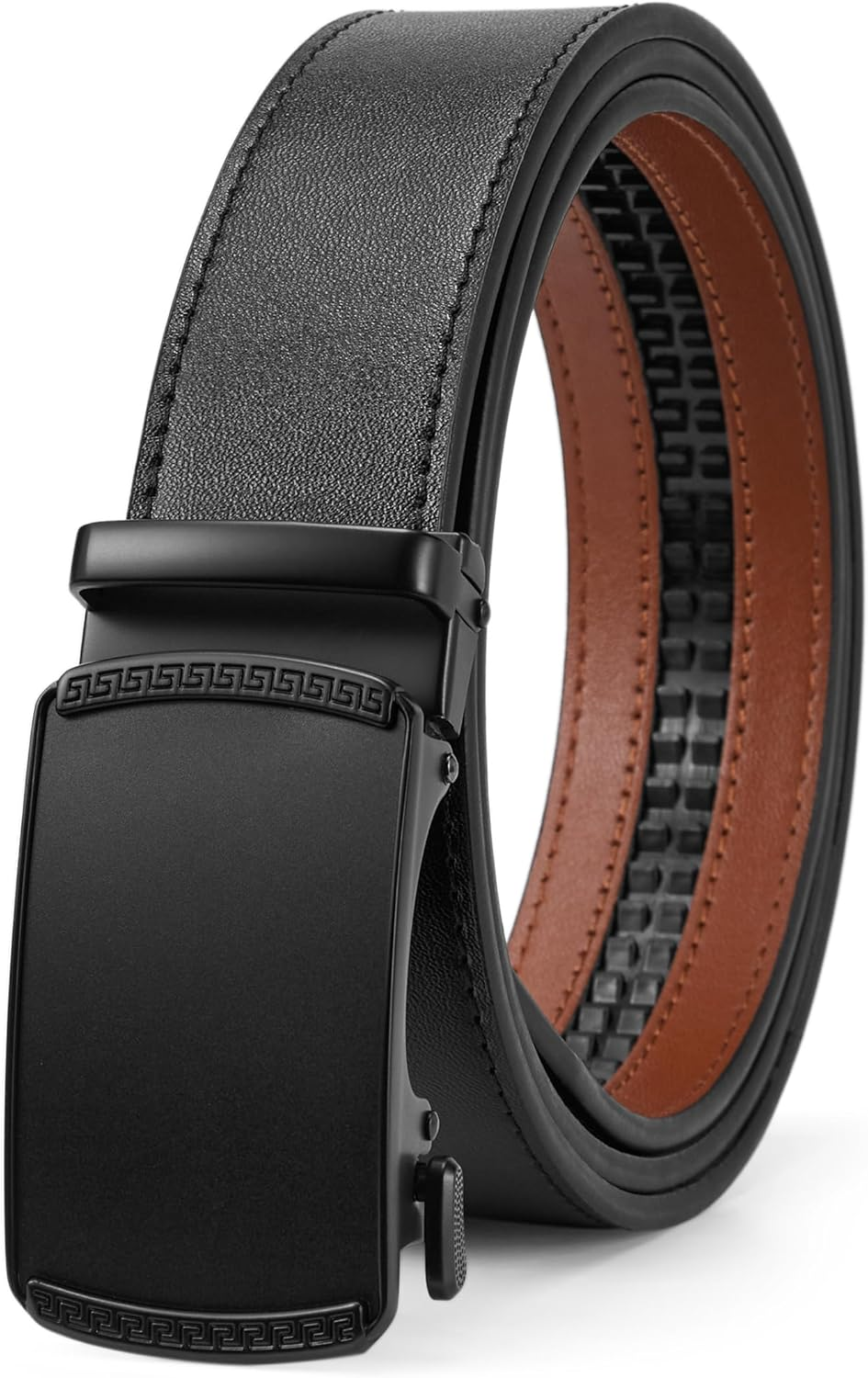 Skiporty Mens Ratchet Belt Leather 1 3/8'' Adjustable Belts for Mens Dress Casual Jeans Comfort Trim to Fit