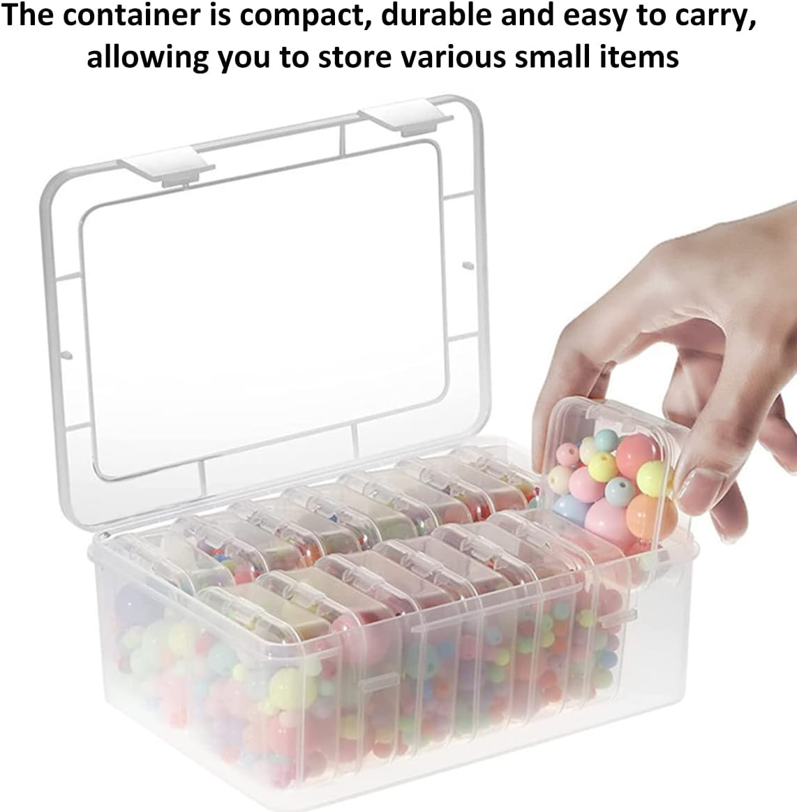 Fulasun 1 Pack 12 Small Bead Organizers, Storage Containers, Mini Plastic Cases Reusable Transparent Boxes with Hinged Lid for of Items Crafts image number 5