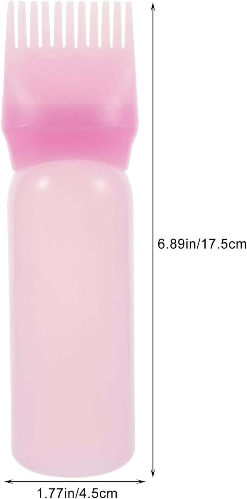 3Pcs Root Comb Applicator Bottle - Hair Oiling Dyeing Bottle with Brush Hair Color Comb Applicator for Salon Baber Shop Spa Home Hairstyling - Pink image number 2