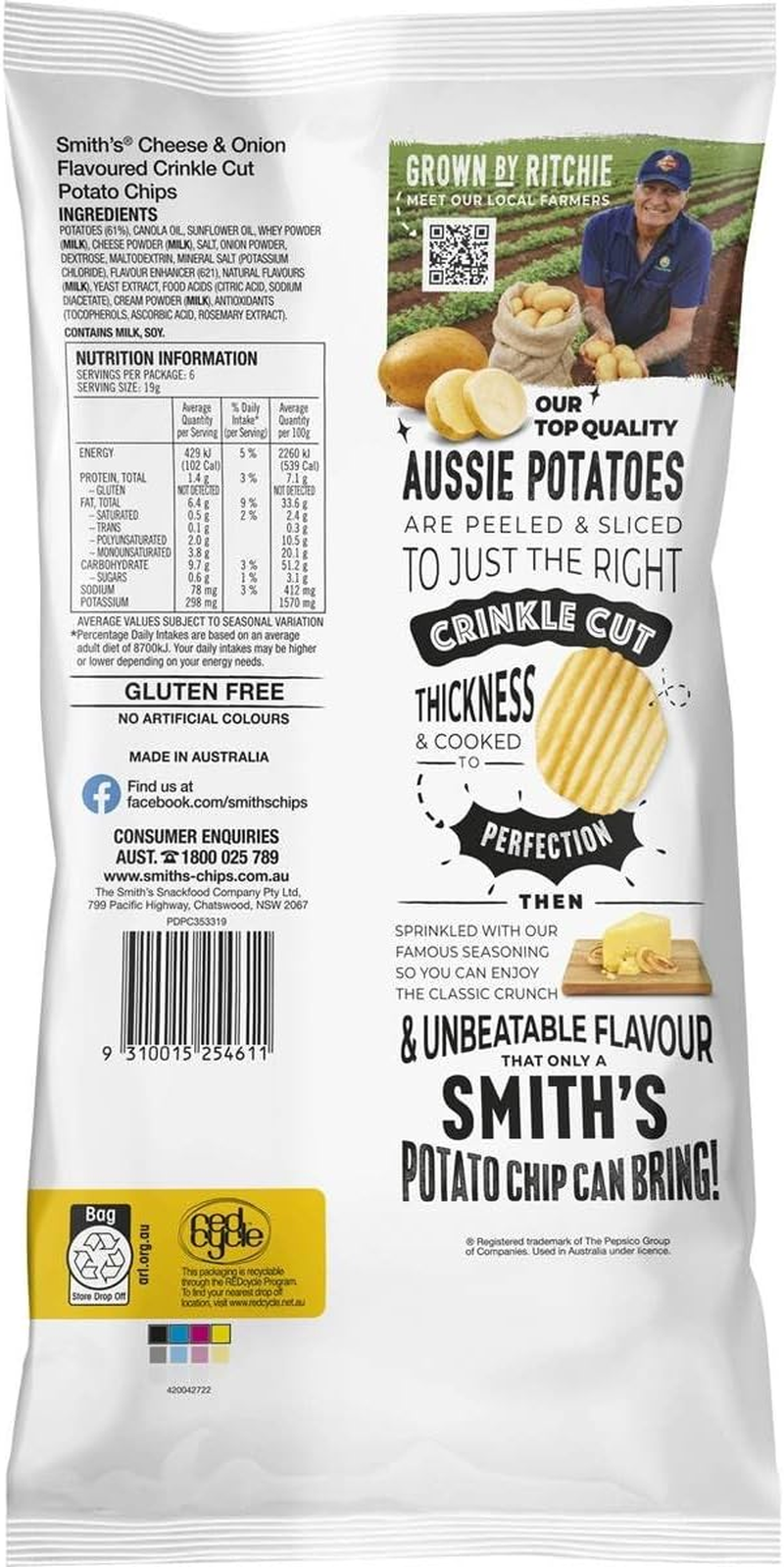 Smith'S Crinkle Crinkle Cut Cheese and Onion Potato Chips 170 G