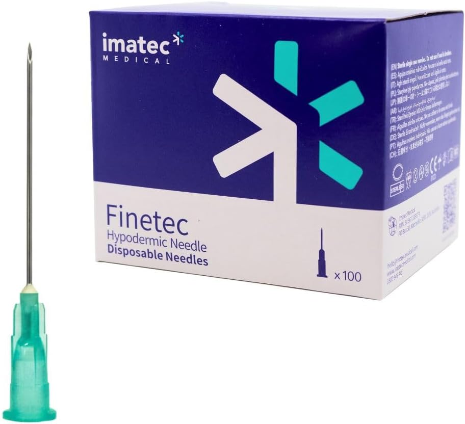 21G X 38Mm Needles &ndash; 1.5 Inch Drawing up Needles, Individually Packed, Box of 100 &ndash; Disposable Luer Lock Needles for Syringes &ndash; Laboratory and Experimental Use &ndash; Imatec