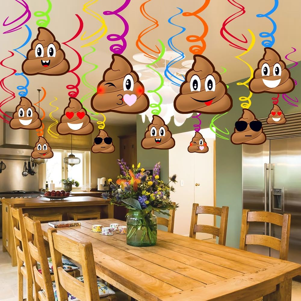 Emoji Birthday Party Decorations 30Pcs Emoji Hanging Swirl, Emoji Streamers, Emoji Party Decorations, Poop Emoji Party Supplies image number 1