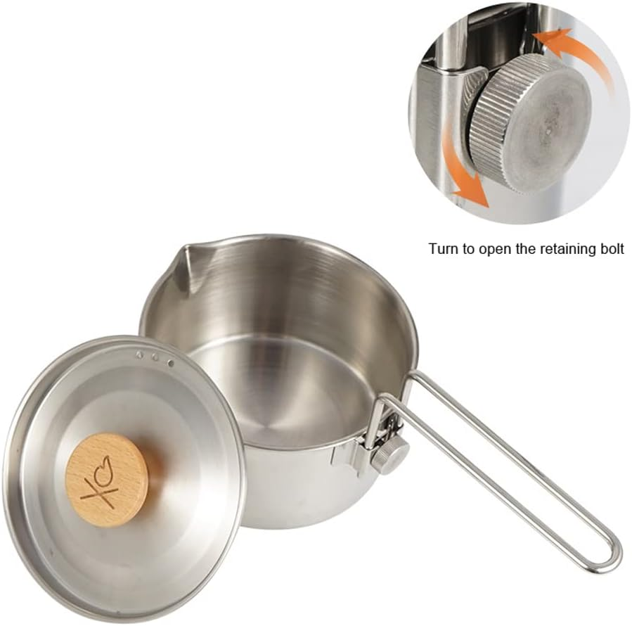 Sazak Stainless Steel Kettle Outdoor Camping Pot Portable Mountaineering Trekking Cooking Tool Travel Hiking Cookware Equipment image number 2