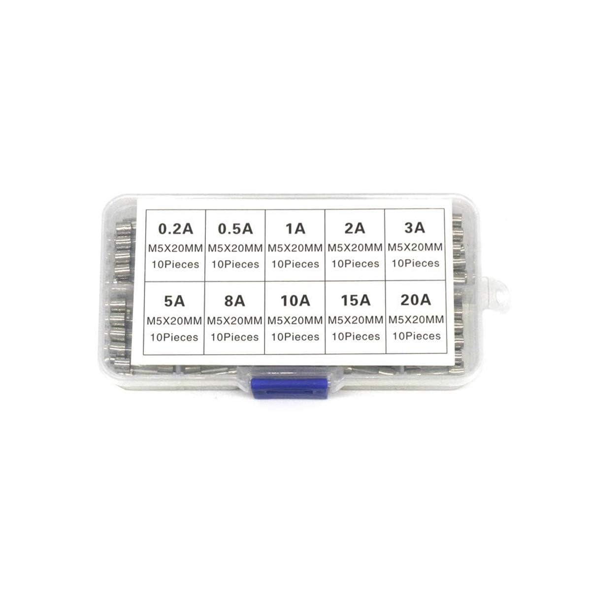 Glass Quick Fast Blow Fuse, 100Pcs Glass Tube Fuses Assorted Kit 0.2A~20A, 10 Models Each 10Pcs image number 6