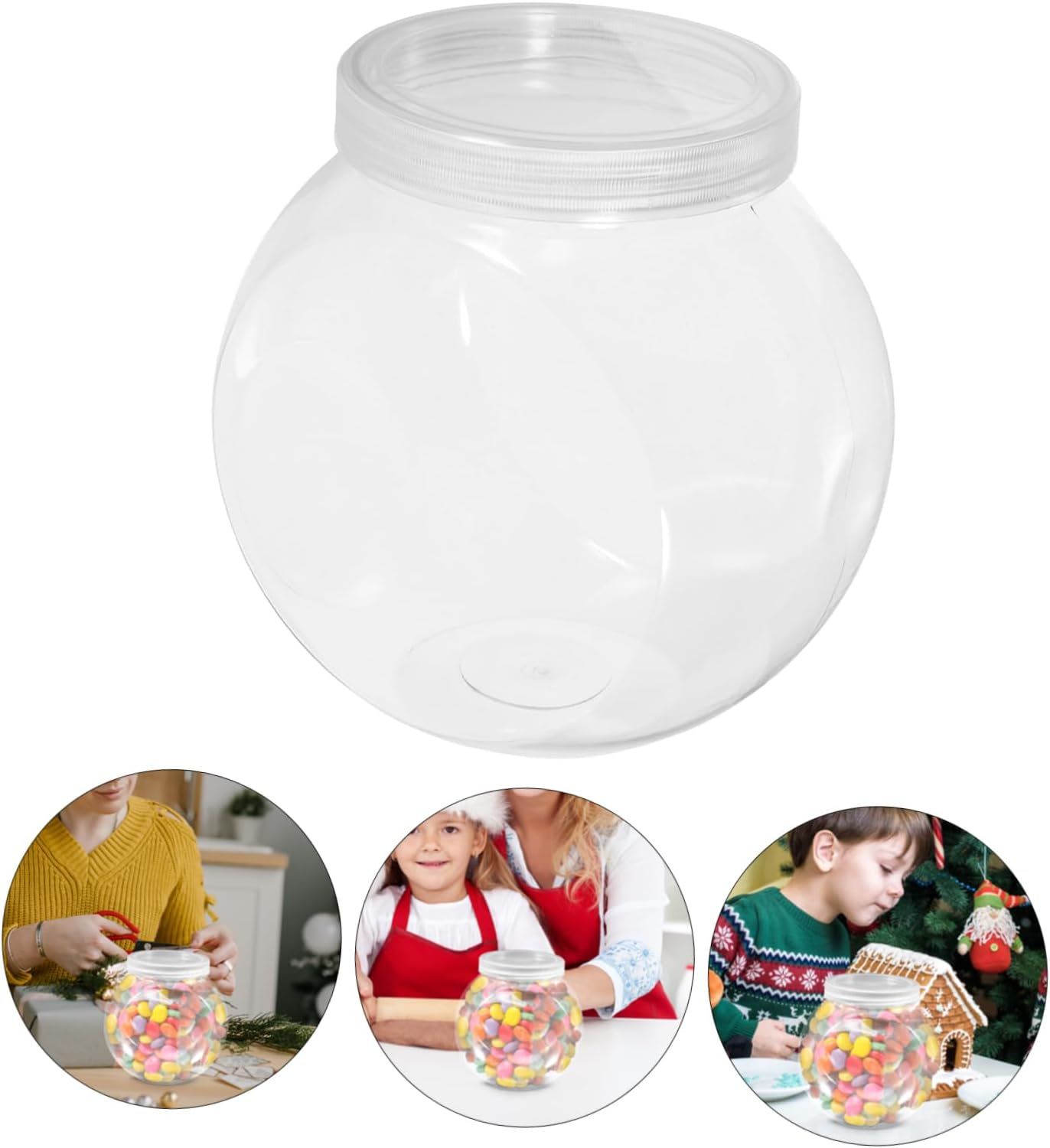 UTHCLO 3Pcs Clear Candy Jars Lids Multi-Functional round Cookie Containers for Snacks Sweets Storage Stylish Transparent Design for Home Office Parties Capacity
