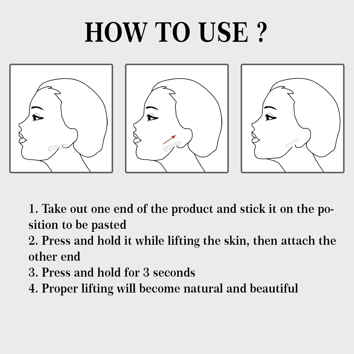 WXYINSPAS 100 Pcs Face Tape Lifting Invisible Kit for Wrinkles, Jowls, Double Chin, Neck, Eye, Waterproof High Elasticity V Shape Lift Tape Stickers, Instant Makeup Bands - Facelifttape-B-160Pcs image number 5