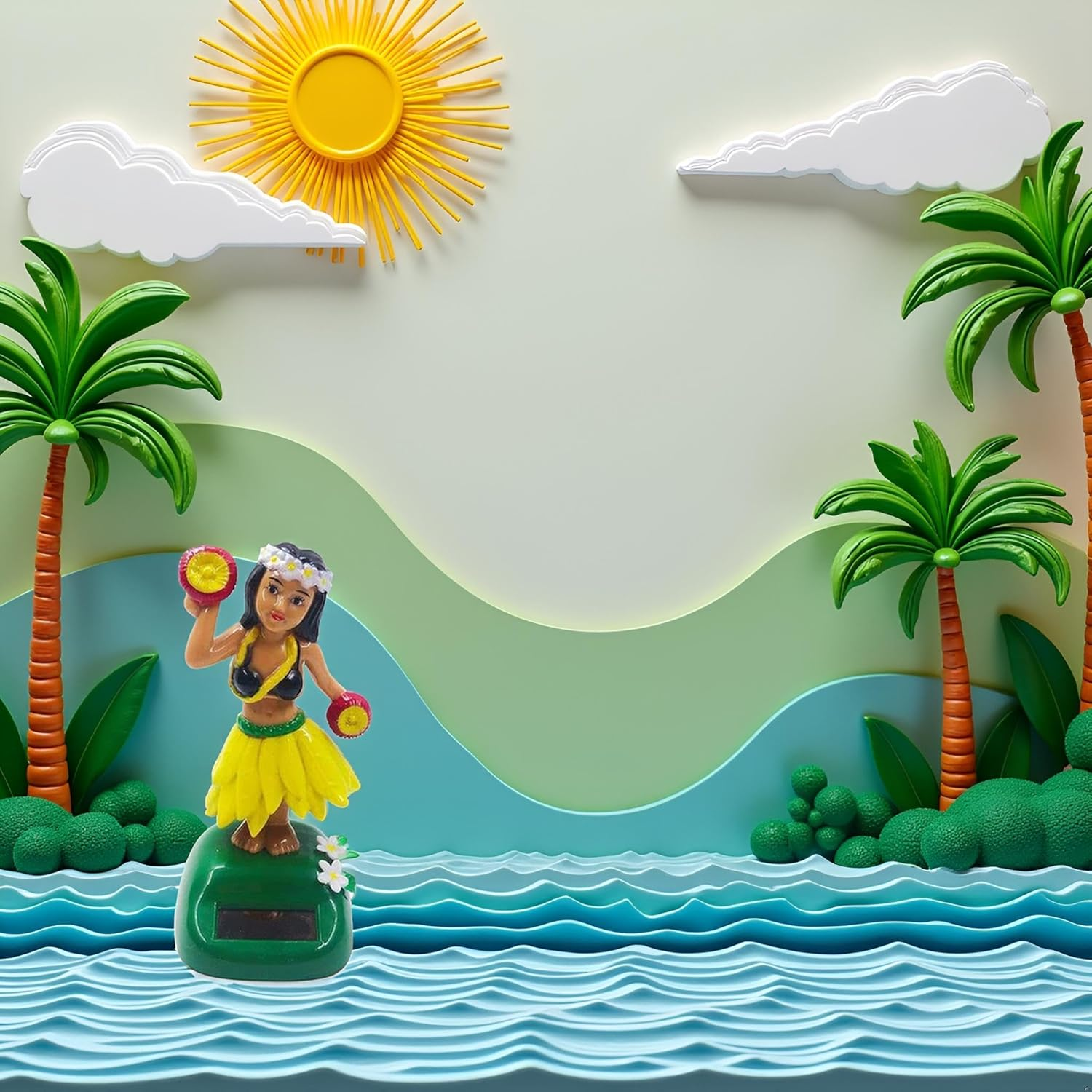 Solar Powered Hula Girl Dancing Figures Decoration, Swinging Hawaiian Girl Doll Car Dashboard Ornaments for Car Interior Home Party Decor Learning Portable image number 4