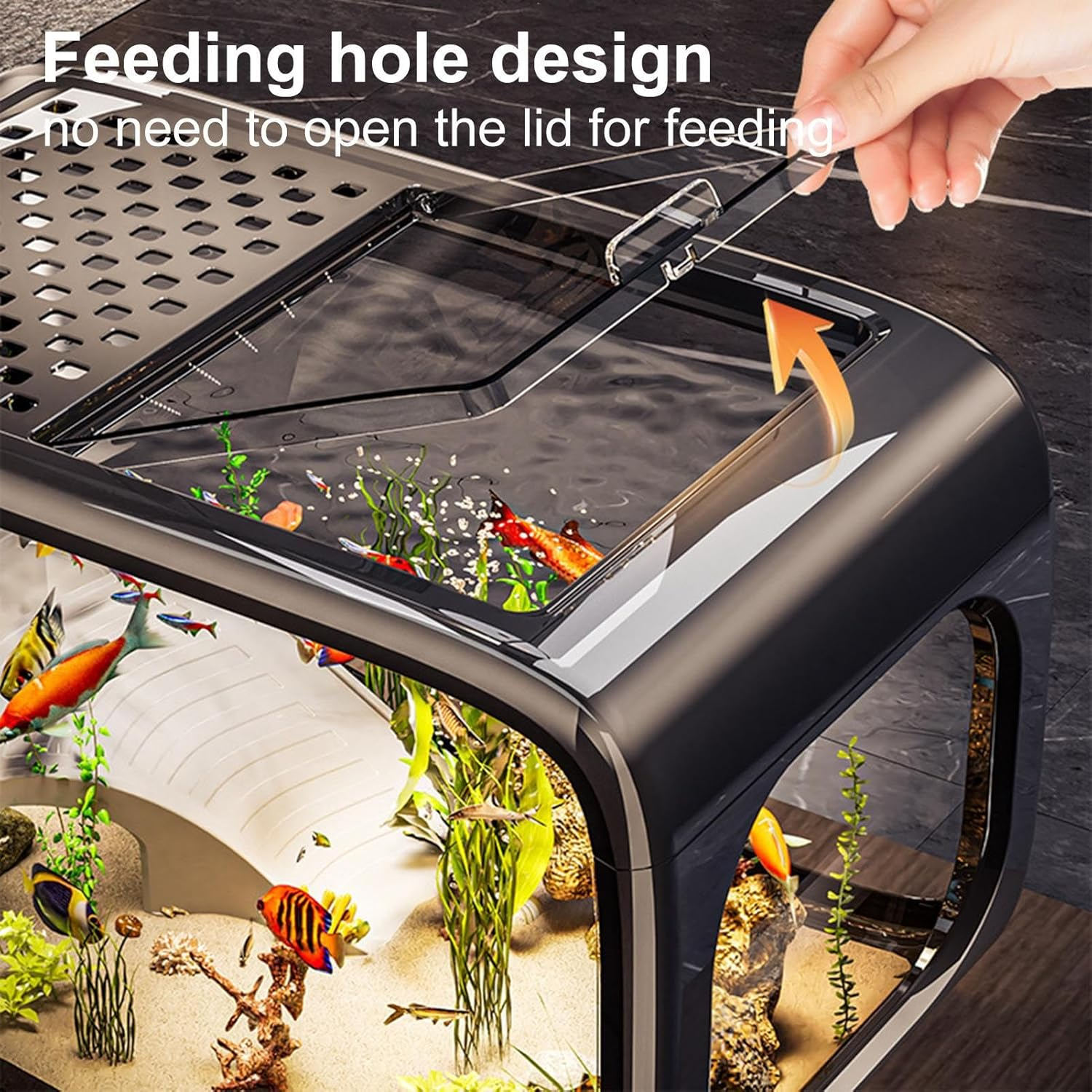 Small Aquarium,Fish Bowl Landscape Aquarium - Acrylic Pet Care Aquatic Animals Container Bowl for Betta Shrimp Turtle Aquatic Planting Landscape Display image number 5