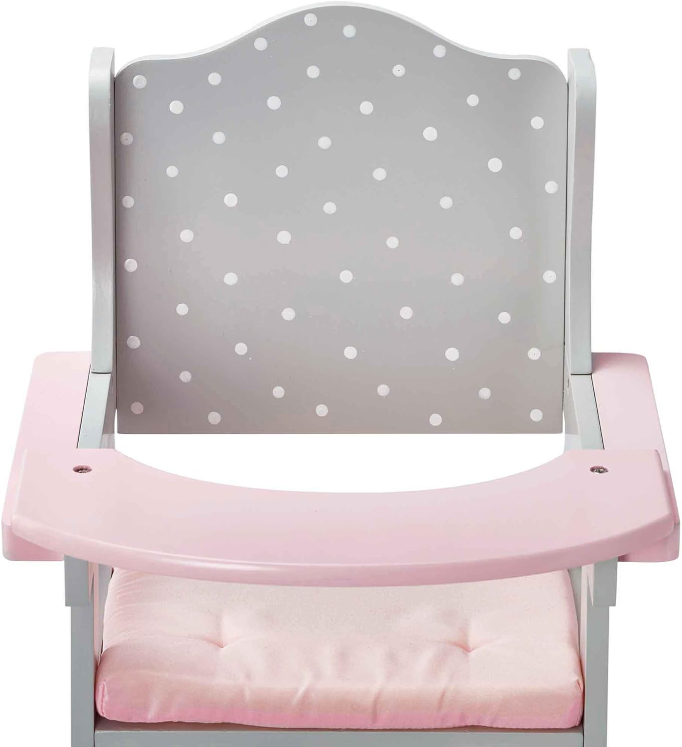 Olivia'S Little World - Polka Dots Princess Baby Doll High Chair, Feeding Highchair Toddler Wooden Doll Play Furniture - Gray, Fits 16 Inch Baby Doll,Multi Color image number 4