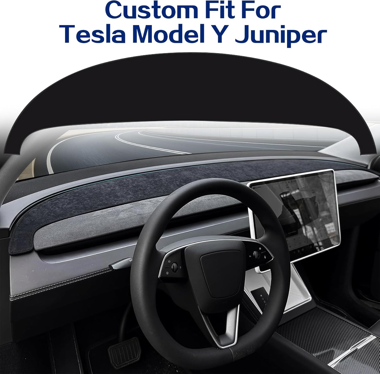 Sunshade for Tesla Model Y Juniper 2026 2025 Dashboard Cover, Non-Slip Suede Dash Board Mat for New Mode Y Dashboard Pad Sun Protection Interior Accessories (For Model Y Juniper) - For Model Y Juniper image number 5