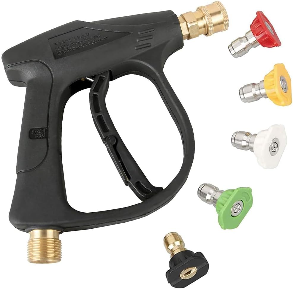 High Pressure Washer Gun, Car Cleaning Washer Tool, Power Short Spray Gun, Power Washer Gun Kit, Washer Gun with 5Pcs Spray Nozzles, Suitable for Indoor Outdoor image number 6
