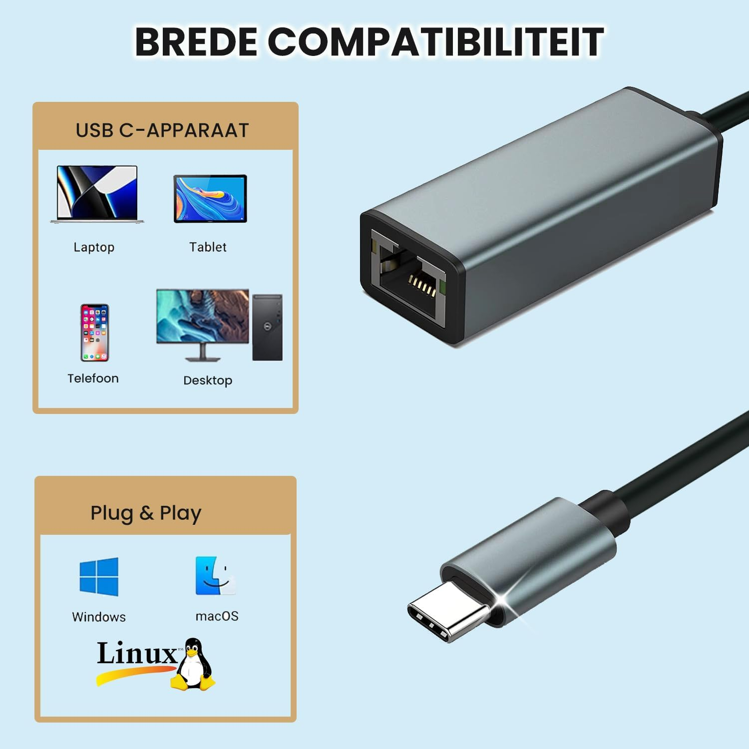 ROTOPATA USB C to Ethernet Adapter, Driver Free USB C to RJ45 Gigabit Ethernet Adapter Compatible for Macbook Pro|Air, Iphone 15 Pro|Max, Windows XP, MAC OS, Linux image number 4