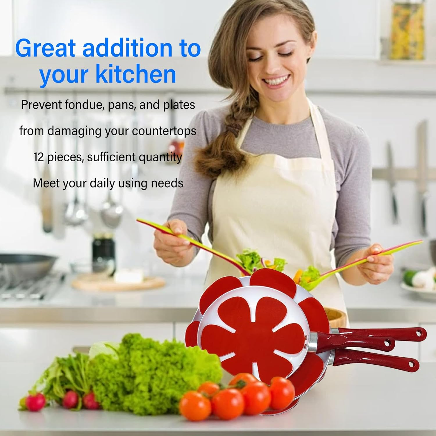 Pot and Pan Protectors, 12Pcs Felt Pan Separators Pads 3 Different Sizes Cookware Protector Set Lightweight Pot Separators Protectors for Stacking and Protecting Your Cookware image number 3