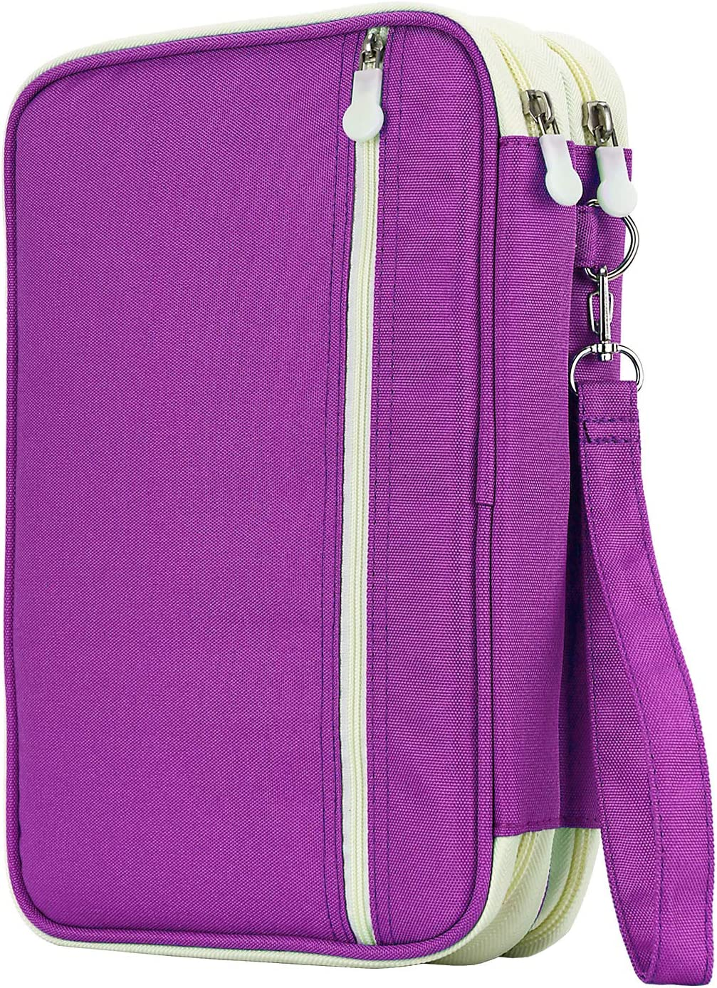 YOUSHARES Student Gel Pens&Markers Case Large Capacity Pencil Holder Pen Organizer Bag with Zipper for Prismacolor Watercolor Coloring Pencils ,192 Slots Colored Pencil Case (Purple) image number 3