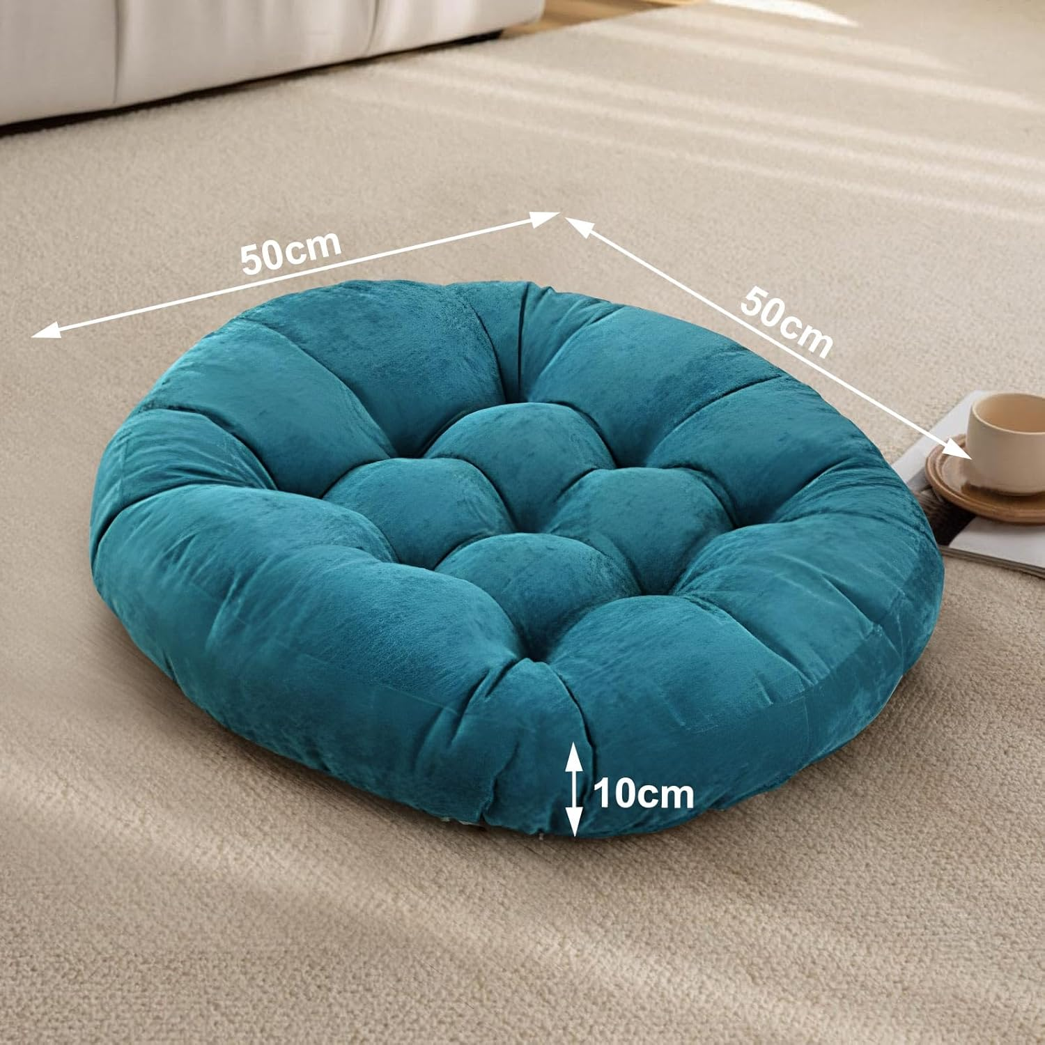 DAWNTREES 2 Pack Floor Cushion,55X55Cm Large Square Floor Pillows Seating for Adults,Tufted Corduroy Floor Cushion for Tatami Living Room image number 6