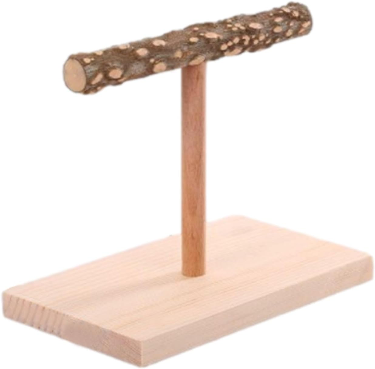 Perches for Parakeets,Natural T Shape Wood Bird Perch - Table Top Cockatiel Perch Bird Exercise Toy for Cockatiel Budgerigars Love Bird Macaws Parrots Peonies