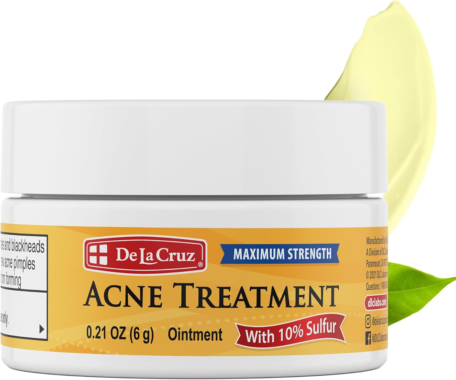 De La Cruz 10% Sulfur Ointment Acne Medication, Allergy-Tested, No Preservatives, Fragrances or Dyes, Made in USA 0.21 OZ. image number 3