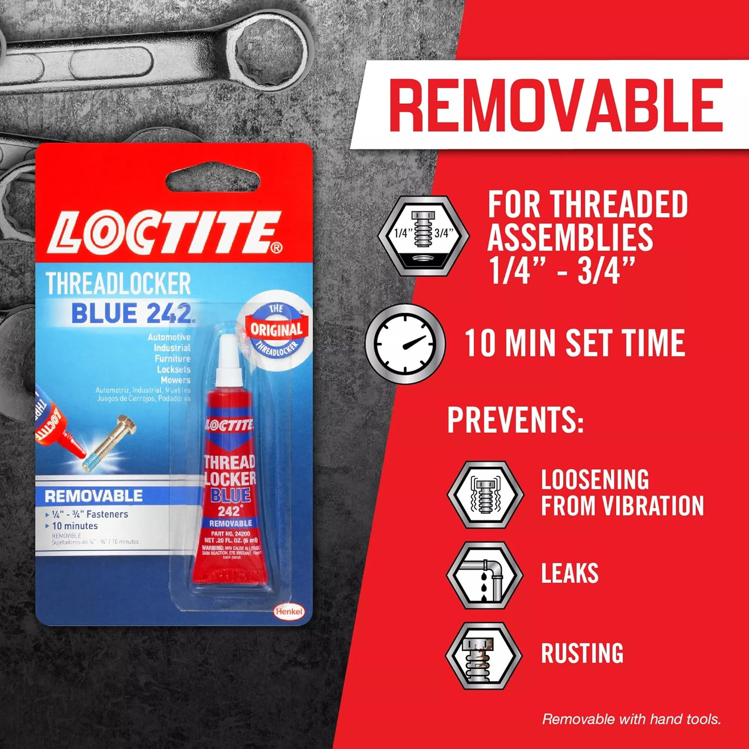 Henkel Loctite Blue 242 Threadlocker 6-Milliliter Tube (209728) image number 5