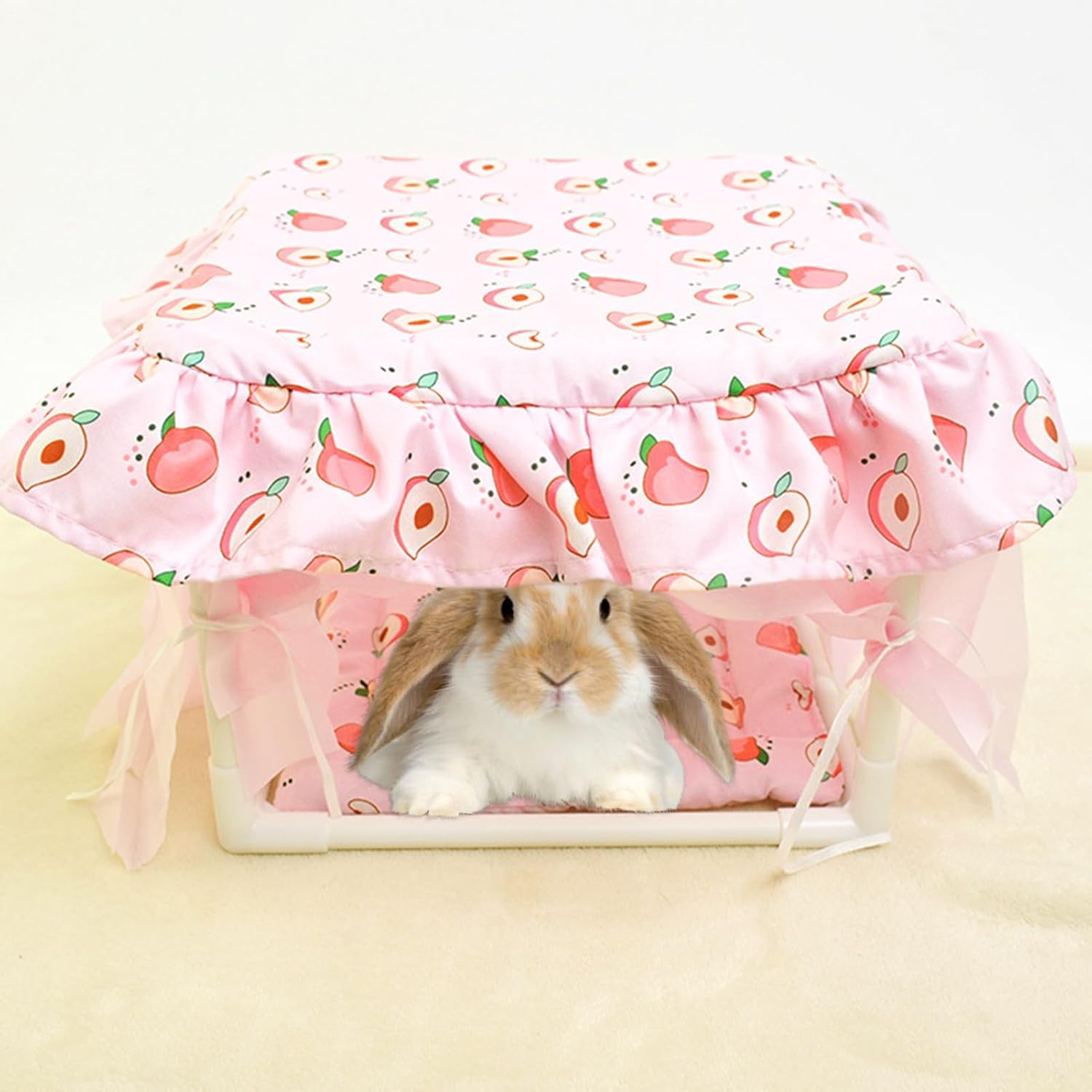 Hamster Hut | Cute Small Animal Habitat Hideaway Hut - Soft Tassel Door Bedding Shelter for Mice Playroom Bunny Chinchilla Gerbil Bedroom image number 4