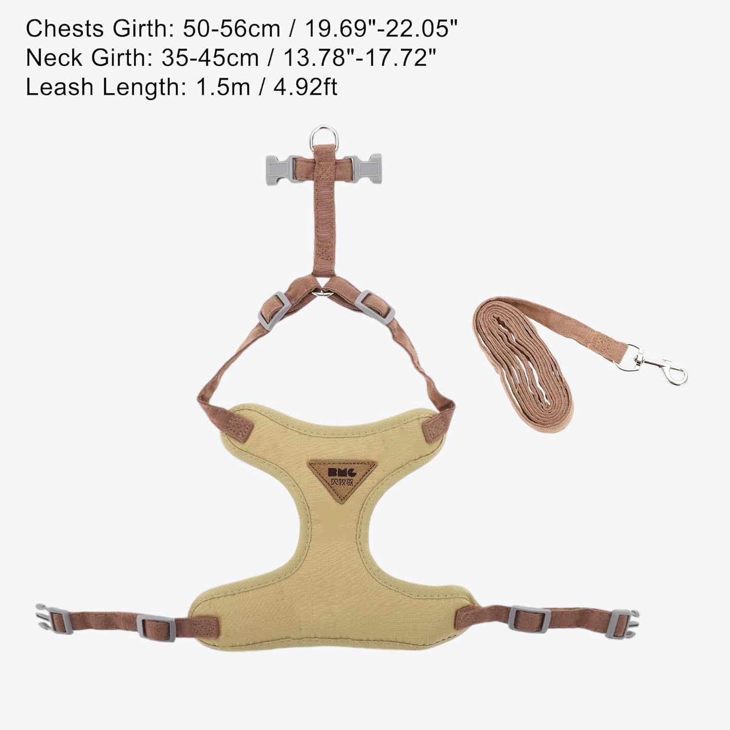 CAPASTEC Soft Cat Harness and Leash Set, Breathable Kitten Harness, Beige, L