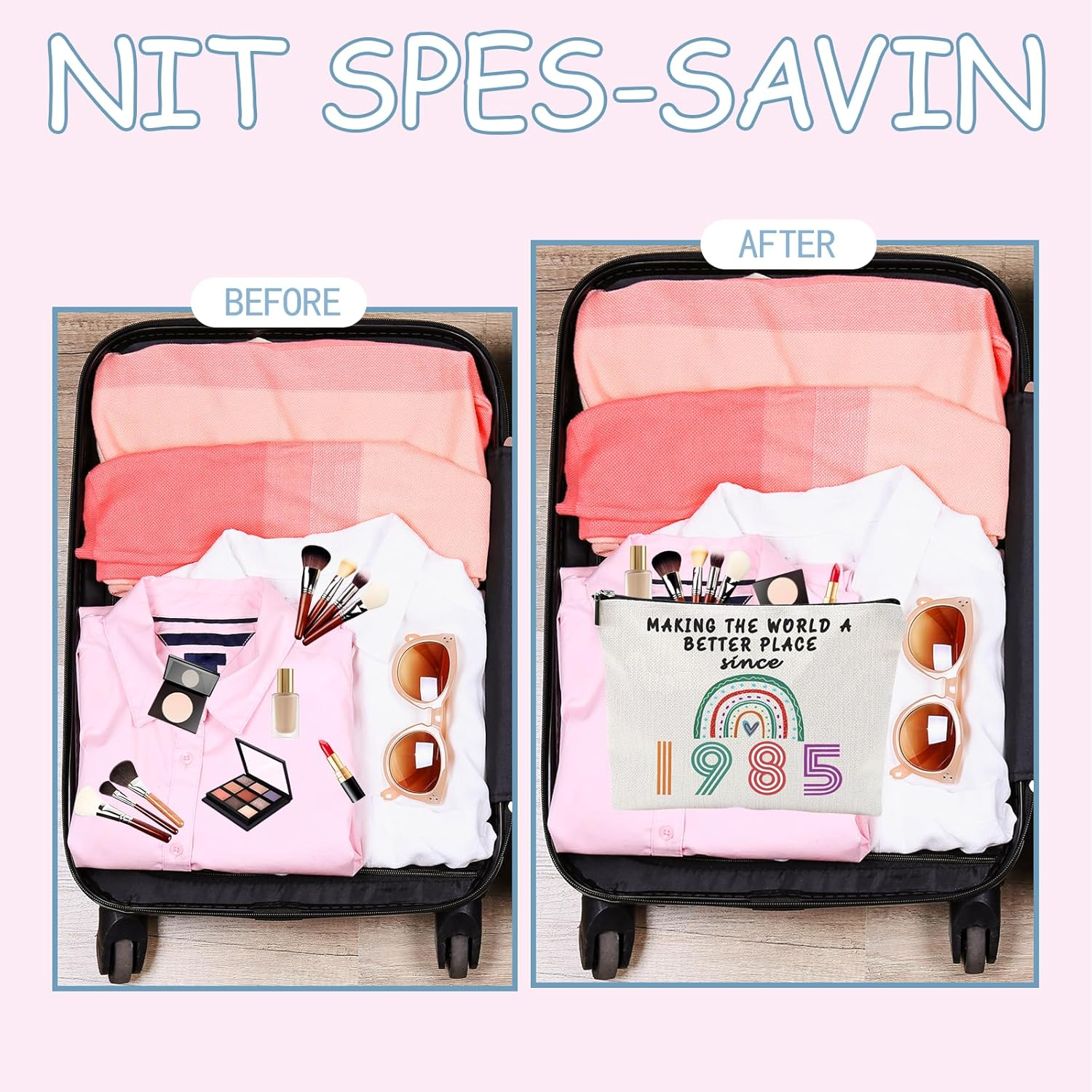 AYNKH 1 Pack Cosmetics Bag for Women, Funny 40Th Birthday Gift for Mum, Best Friend, Sister, Wife Cosmetics Bag, Presents for Female 40Th Birthday,1985, off White, Modern image number 5