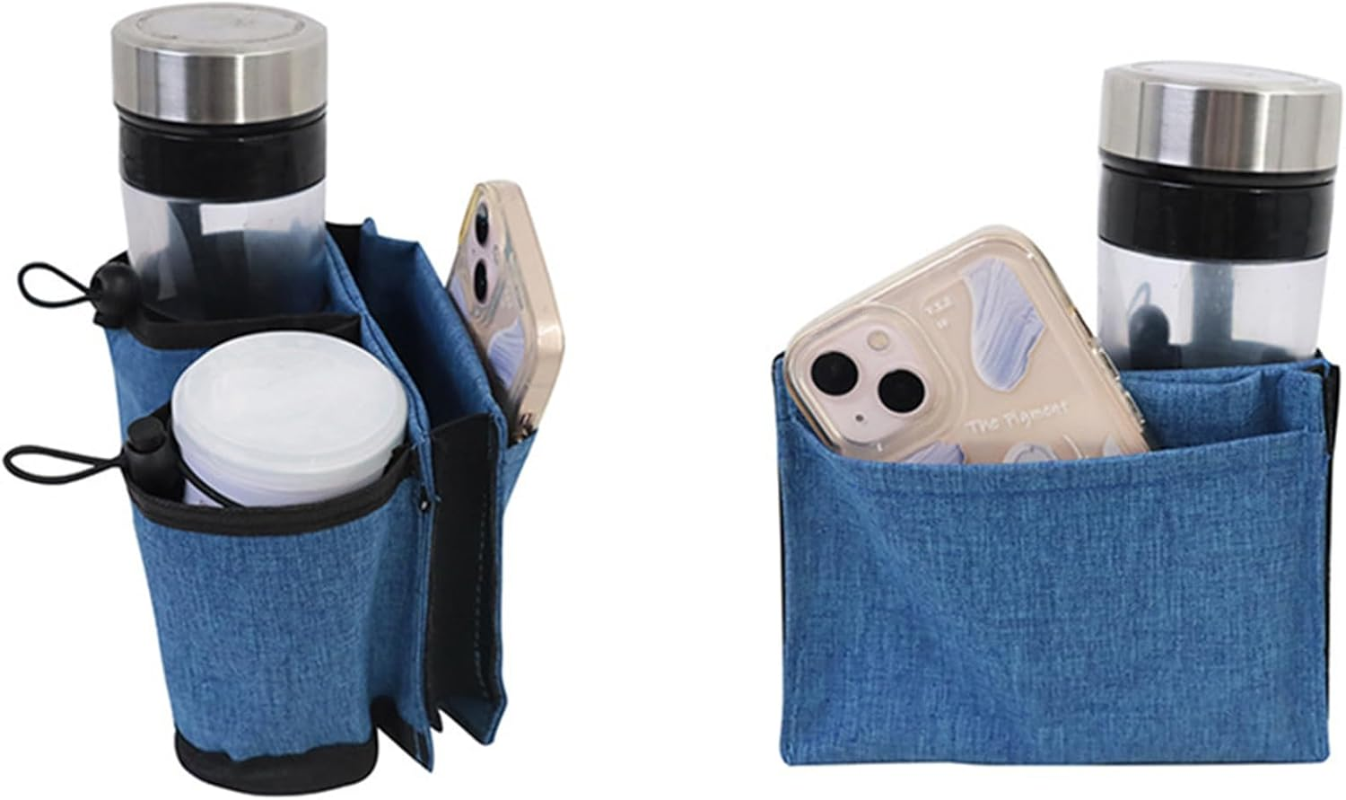 Luggage Travel Cup Holder Portable Drink Caddy Bag Hold Two Coffee Mugs Free Your Hand for Drink Fits Roll on All Suitcase Traveler Handles Accessory for Men Women Rose Red image number 2