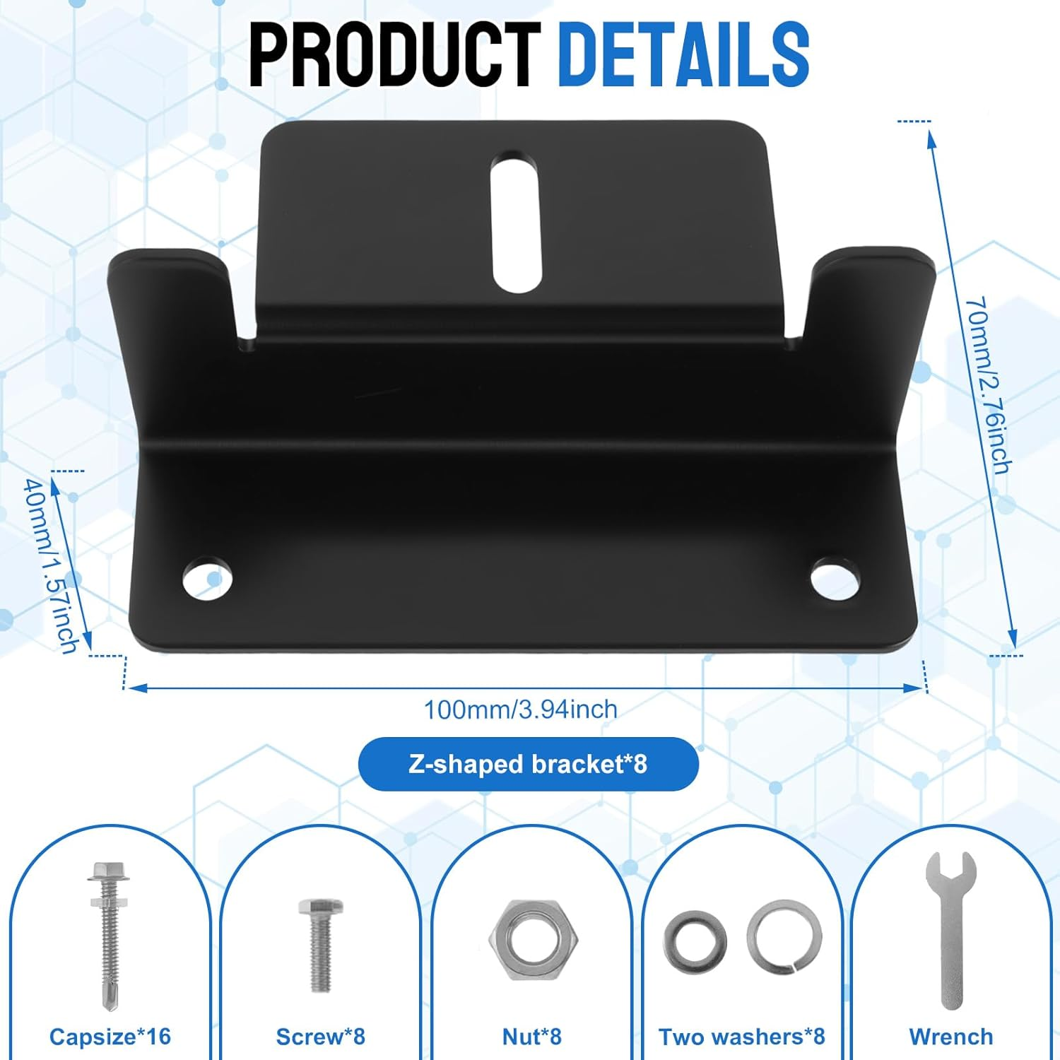 8Pcs Solar Panel Z Bracket Holder Kit Aluminum Alloy Solar Panel Mounting Bracket with Screws Mounting Hardware for RV Roof..(Black,9-Piece Set) image number 5