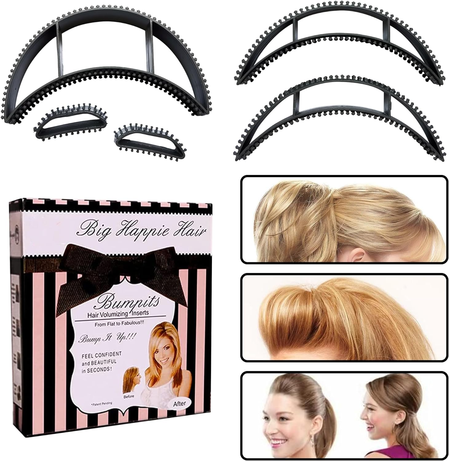 AEGYPIUS 5 PCS Charming Bump It up Volume Inserts Hair Comb for Added Volume, Black Hair Style Tool Hair Comb, Hair Base Styling Accessories for Women Lady Girl (Black) image number 1