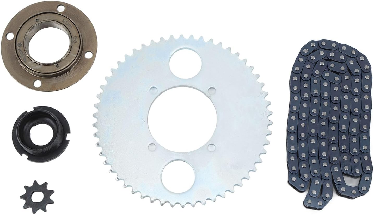 T8F 54T Tooth Rear Dirve Sprocket Kit with 116 Link Drive Chain, 9T Sprocket, 54T Chainring, Connector and Toothless Freewheel for ATV Quad Pit Dirt Bike Kids Mini Moto Pocket Bike image number 2