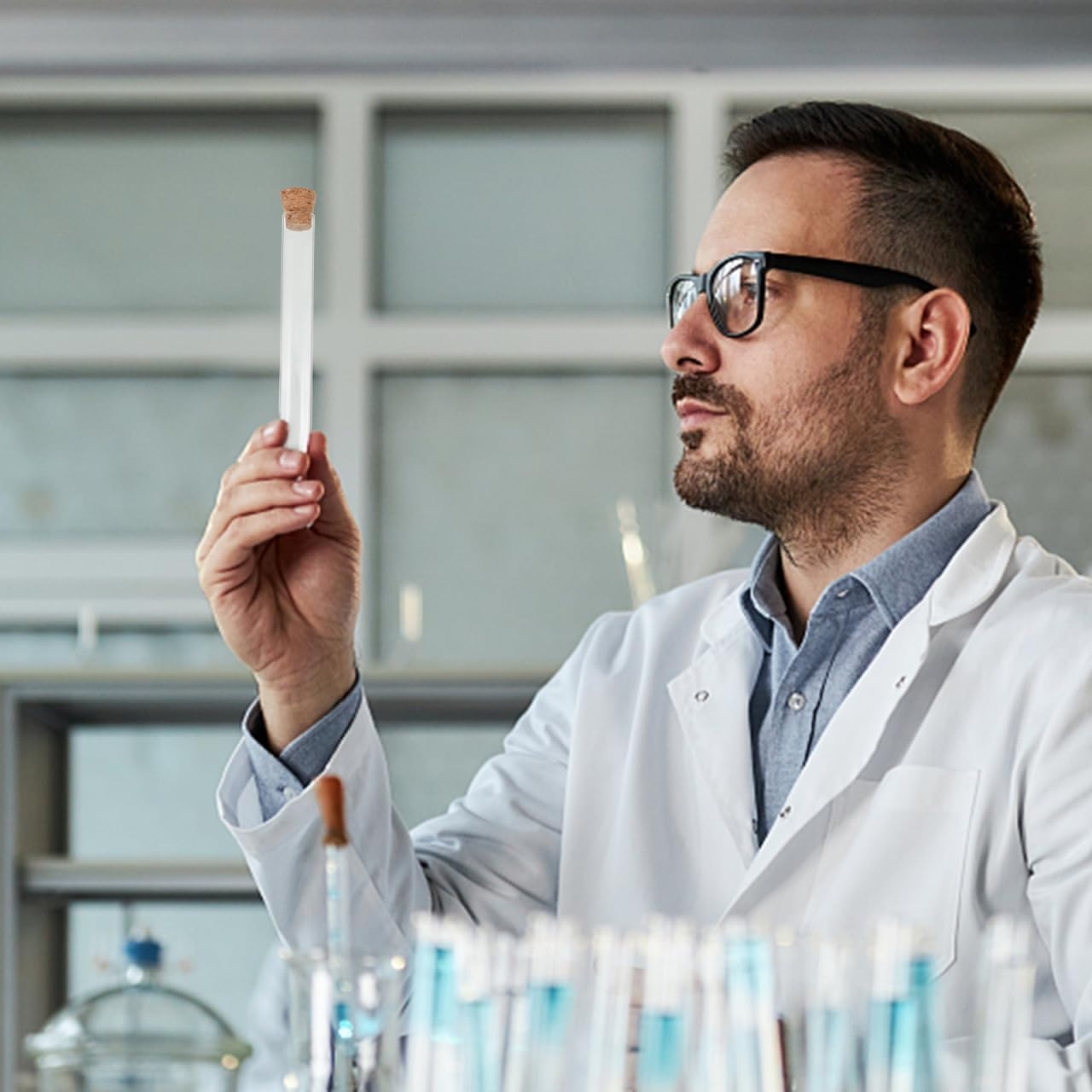 10 Pack Glass Test Tubes with Cork Stoppers and Brush, Mini Glass Bottles Jars for Scientific Experiments, Liquid Storage, Candy, Spices, Beads, Mother'S Day Home Decor 20X150Mm image number 1