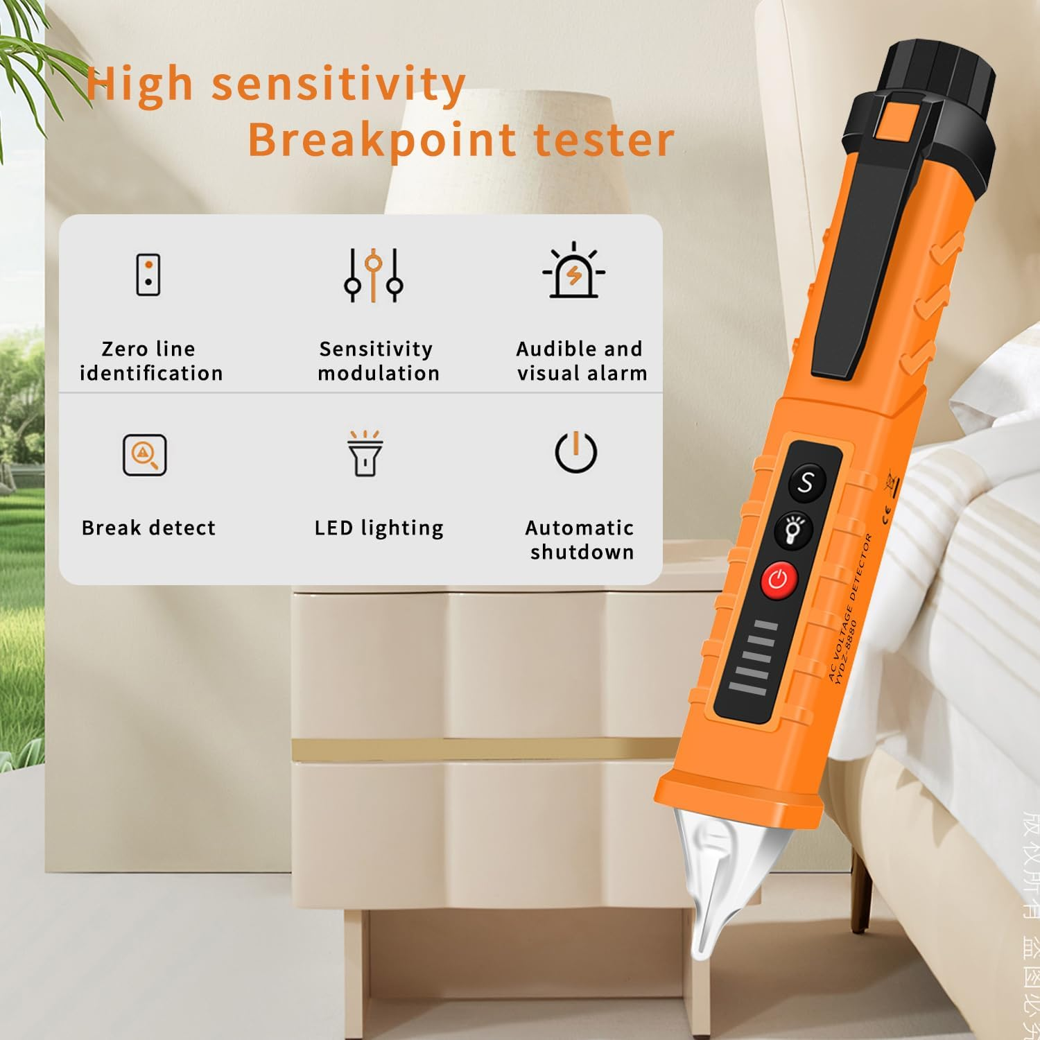 QUMOX Non-Contact Voltage Tester 12-1000V Adjustable Sensitivity AC Voltage Detector Pen Live/Null Wire Tester Buzzer Alarm Wire Breakpoint Finder