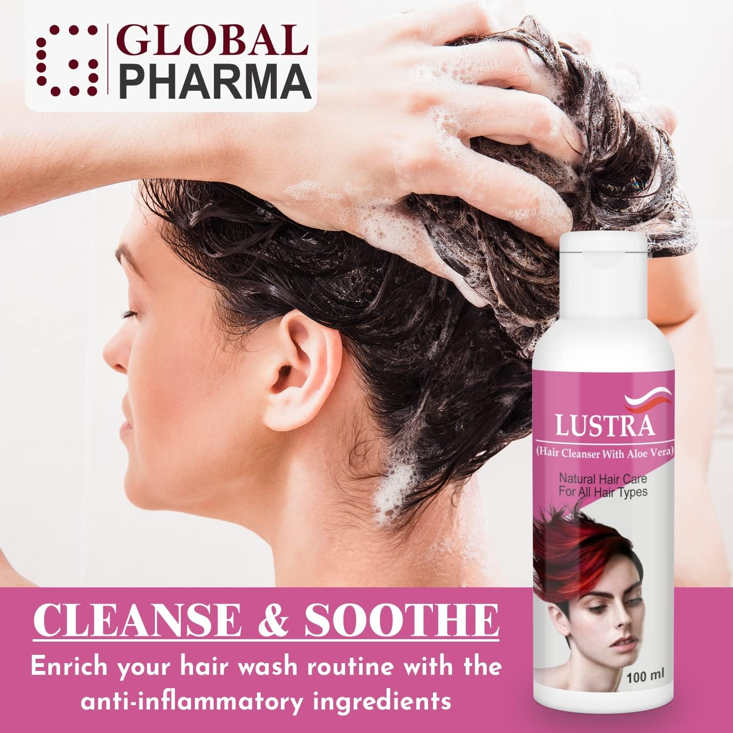 Global Pharma Lustra Hair Cleaner with Aloe Vera, 100 Ml image number 4