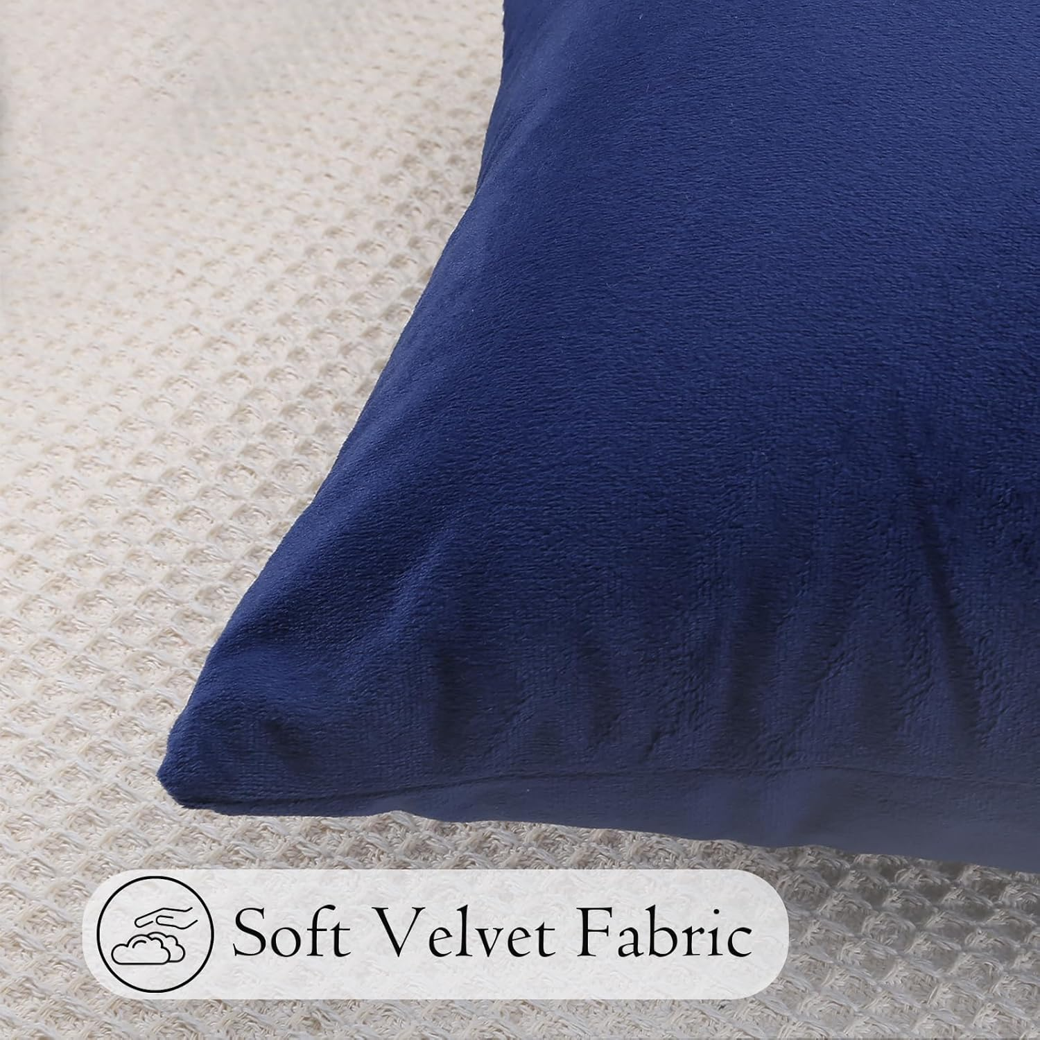 Luxurious Velvet Pillow Cover 14X36 Inch, Soft Solid Decorative Lumbar Pillow Cover Elegant Decor Cushion Case for Couch Sofa Bed Living Room, Dark Blue, Pack of 1 (Cover Only) image number 4