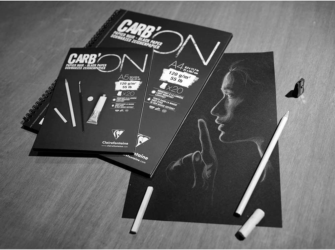 Clairefontaine 120Gsm Carb'On A4 Black Paper Drawing Pad image number 2