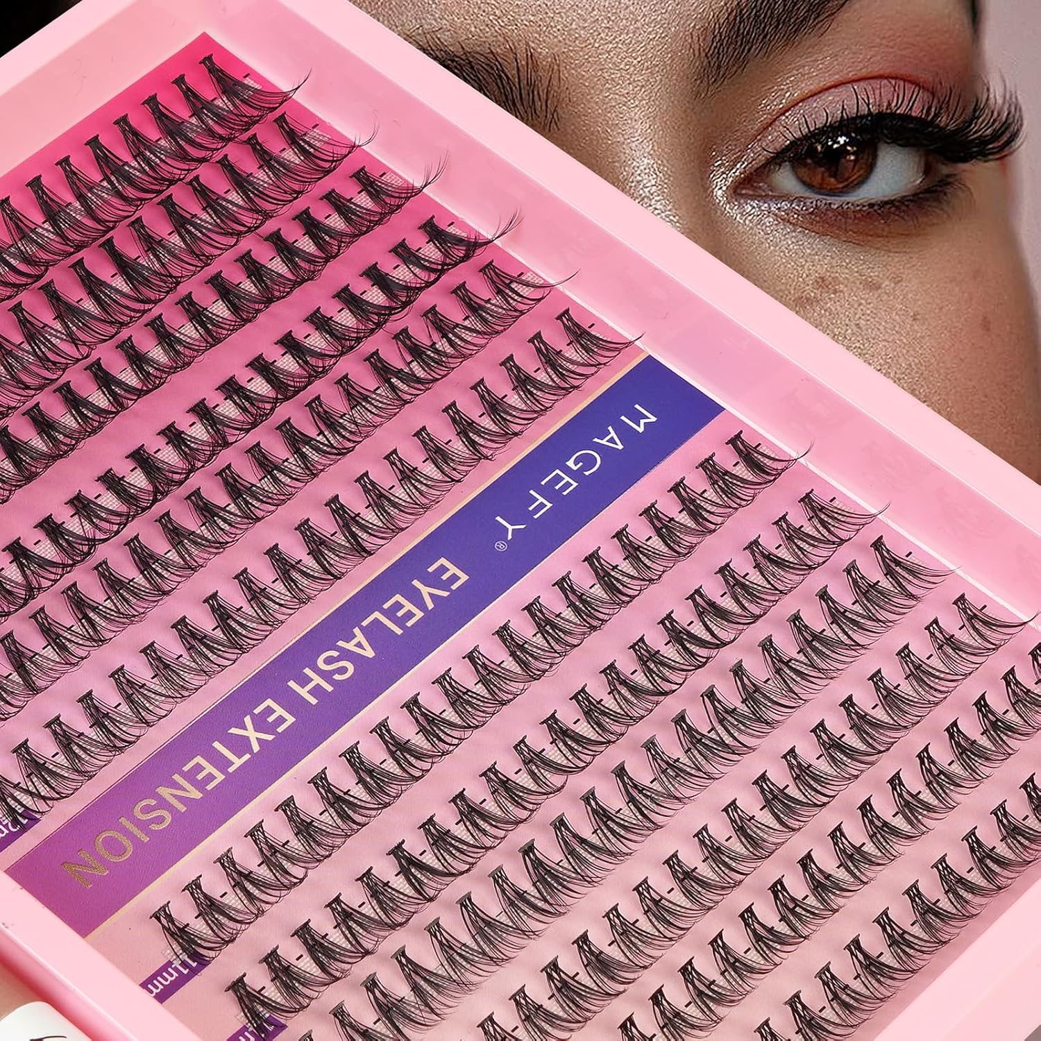 MAGEFY 240Pcs Lash Clusters Kit Eyelash Extension with Lash Bond and Seal Individual Lashes Easy to Apply at Home