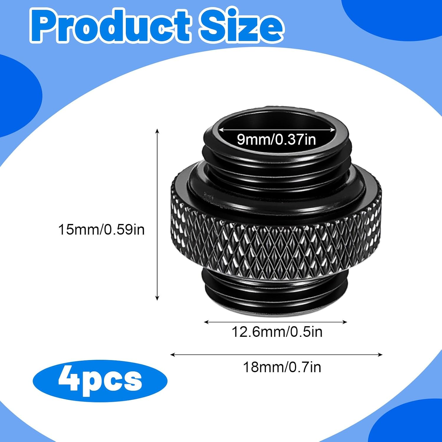4 Pack G1/4" 5Mm Male to Male Connector, Elbow Water Cooling Fittings, G1/4 Males to Males Extender Fitting, G 1/4 Water Cooling with Sealed O-Ring for Computer Accessories image number 3