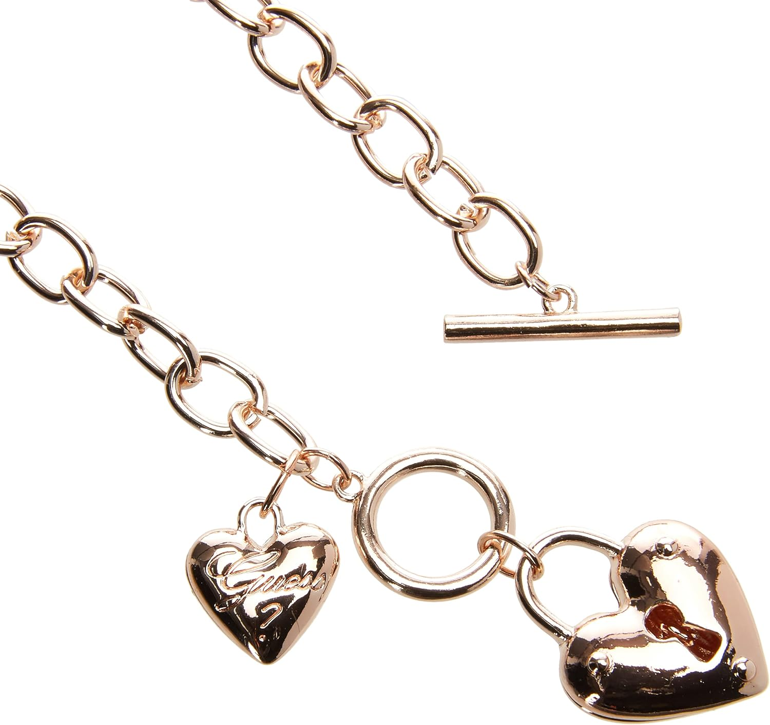 GUESS Womens Puffy Heart Toggle Necklace image number 1