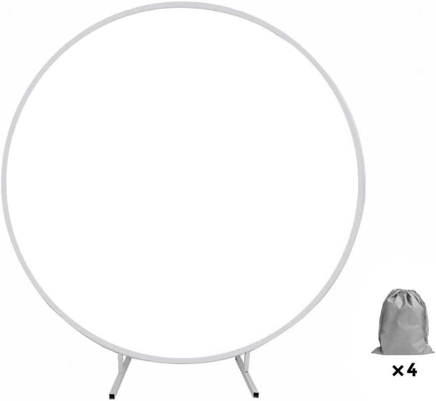 ALSTON 2M round Metal Backdrop Stand Wedding Hoop Arch Flower Display Stand, Balloon Arch Kit Decoration White Circle Background Stand Frame Birthday Party Graduation Celebration Backdrop image number 6