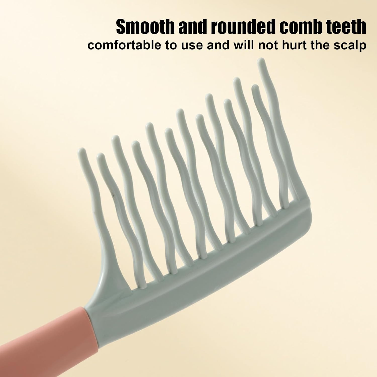 Fukaisu 2Pcs Wide Tooth Curly Hair Comb, Detangling Hair Brush with Double Row Wavy Tooth Design for Long/Thick Dry/Soggy Hairs for Women/Girl(Green) image number 5