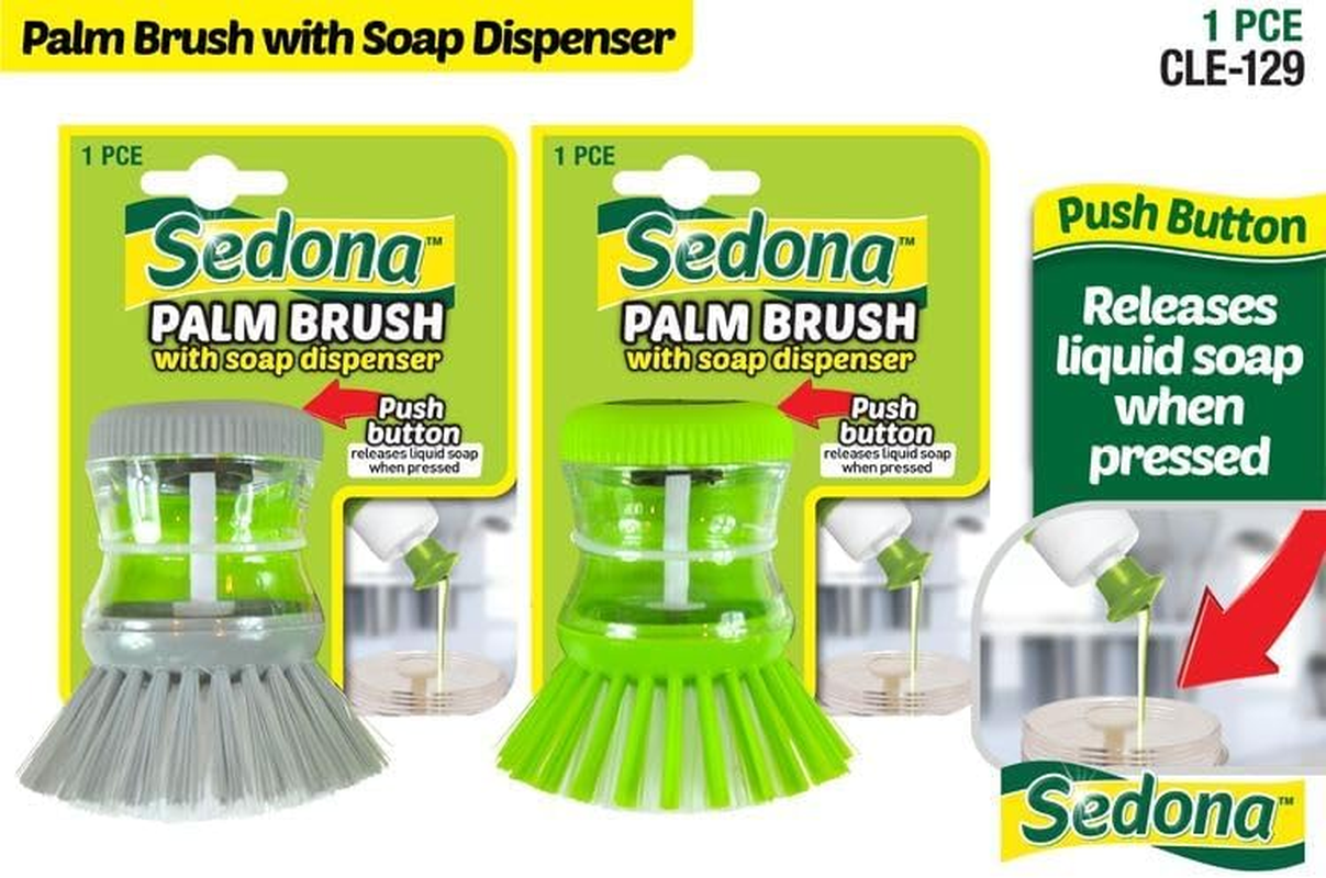 Sedona Compact Dish Cleaning Brush with Soap Dispenser (Pack of 2) image number 1