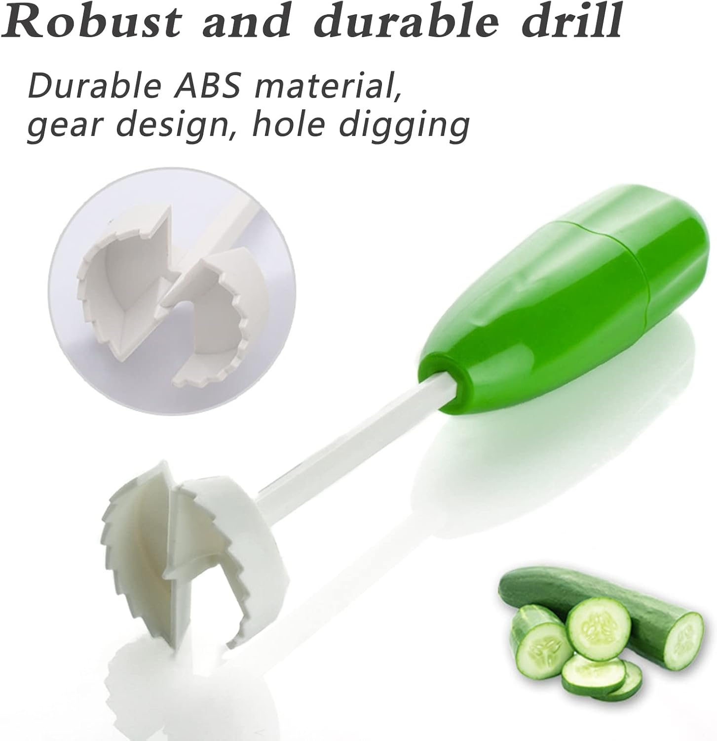 Zucchini Pumpkin Eggplant Vegetable Coring Tool 4-Piece Set with Replaceable Sizes - Kitchen Filling Seeder for Cucumber and Long Vegetables image number 1